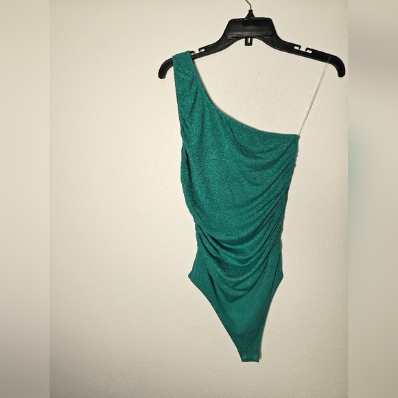 Live In The Moment Teal One-Shoulder Bodysuit Women's Size Large NWT - Picture 8 of 8